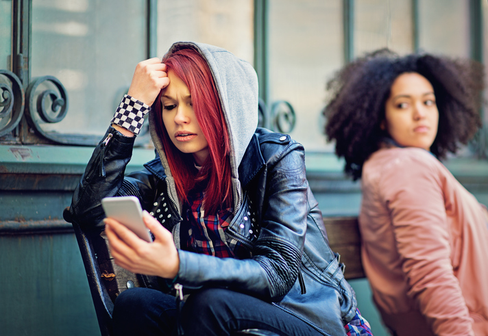 Girlfriends in conflict are sulking each other